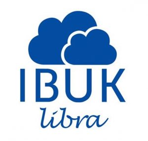 Logo IBUK libra - napis i dwie chmury w kolorze niebieskim na białym tle