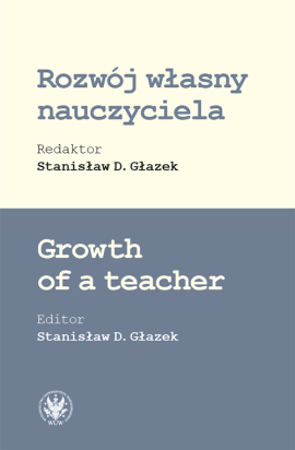 Kremowo-fioletowa okładka książki pt. "Rozwój własny nauczyciela".