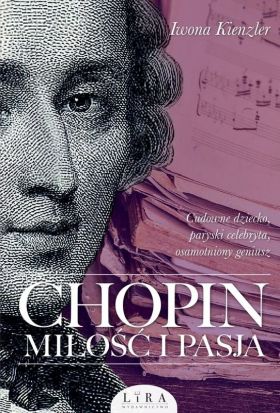Wizerunek Chopina na tle stosu nut.