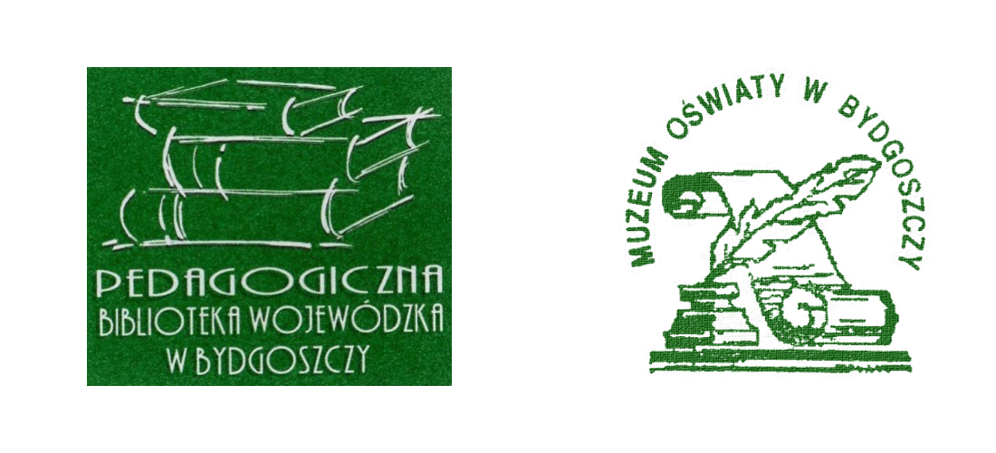 Logotypy Pedagogicznej Biblioteki Wojewódzkiej w Bydgoszczy i jej wydziału - Muzeum Oświaty.