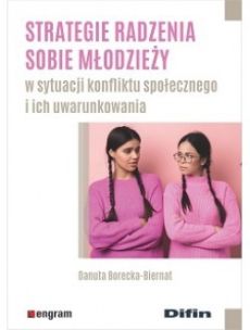 Dwie dziewczyny z warkoczami, w różowych swetrach, trzymające ręce skrzyżowane na piersi na okładce książki pt. "Strategie radzenia sobie młodzieży".