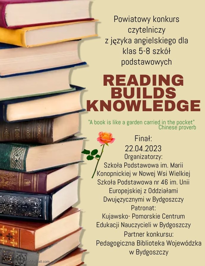 Plakat konkursu "Reading builds knoledge"
