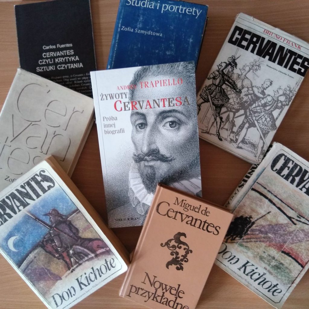 Okładki książek autorstwa Cervantesa oraz o tym autorze.