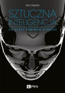 Głowa androidalnego robota na okładce książki "Sztuczna inteligencja".