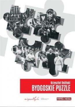 Cztery puzzle ze starymi fotografiami na okładce książki pt. "Bydgoskie puzzle".