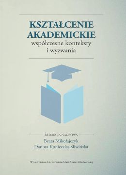 Biret i książka na okładce książki pt. Kształcenie akademickie.