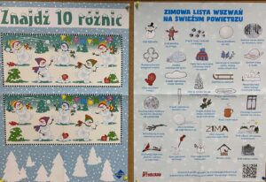 Plakaty dla małych dzieci o zimie.