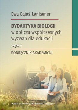 Wykładowca z laptopem przed słuchaczami na okładce książki "Dydaktyka biologii".