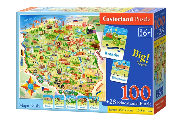 Puzzle z mapą Polski.