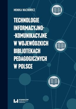 Ikonki książek w sieci połączeń na okładce publikacji o bibliotekach pedagogicznych.