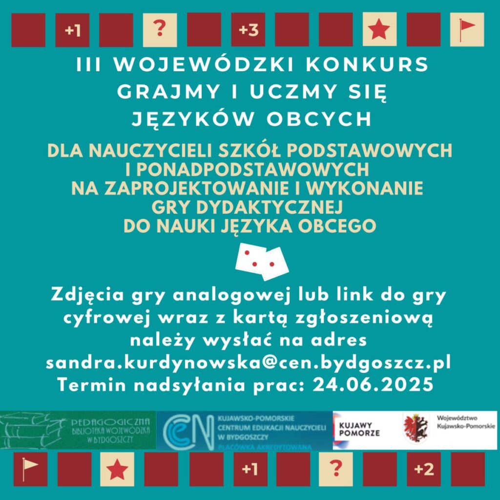 Plakat informacyjny konkursu "Grajmy i uczmy się języków obcych”.