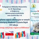 Plakat - zaproszenie na zajęcia Dziecięcej Akademii Czytania Bajek.