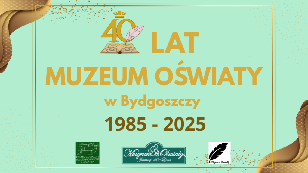 Pistacjowe tło, złote plamy w rogach grafiki. Książka z piórem.