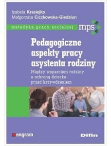 Fioletowa okładka z tytułem książki oraz zdjęcie z rodziną na terapii.