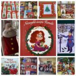 Kolaż zdjęć ozdób świątecznych, okładek książek i kartek.