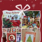 Kolaż zdjęć i grafik świątecznych umieszczonych na grafice prezentu.