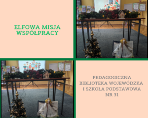 Kolaż dwóch zdjęć pulpitu mówcy i ekranu z prezentajcą.