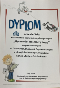 Zdjęcie dyplomu za uczestnictwo w wydarzeniu.