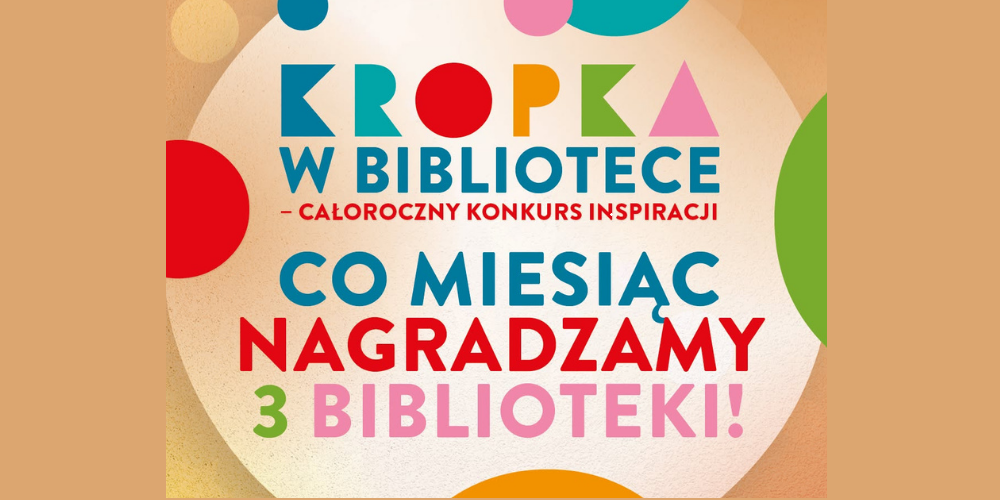 Kolorowe napisy na beżowym tle.