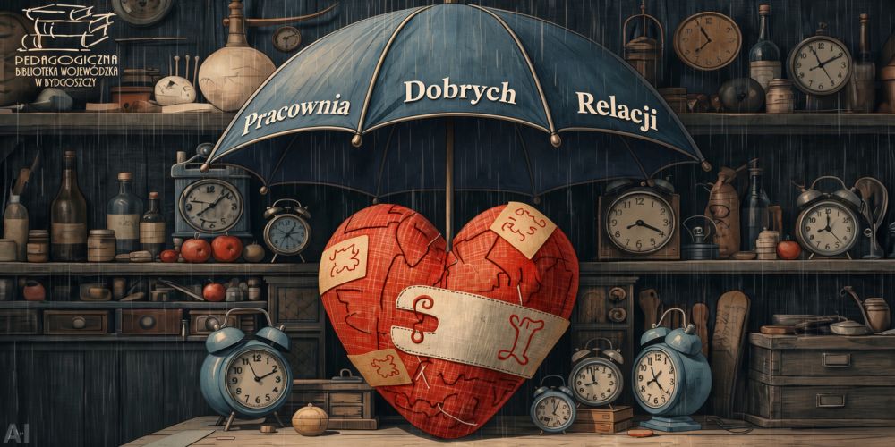 Otwarty parasol nad czerwonym, pluszowym, pocerowanym sercem.